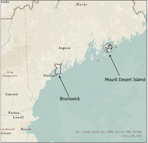 Location of communities in Maine